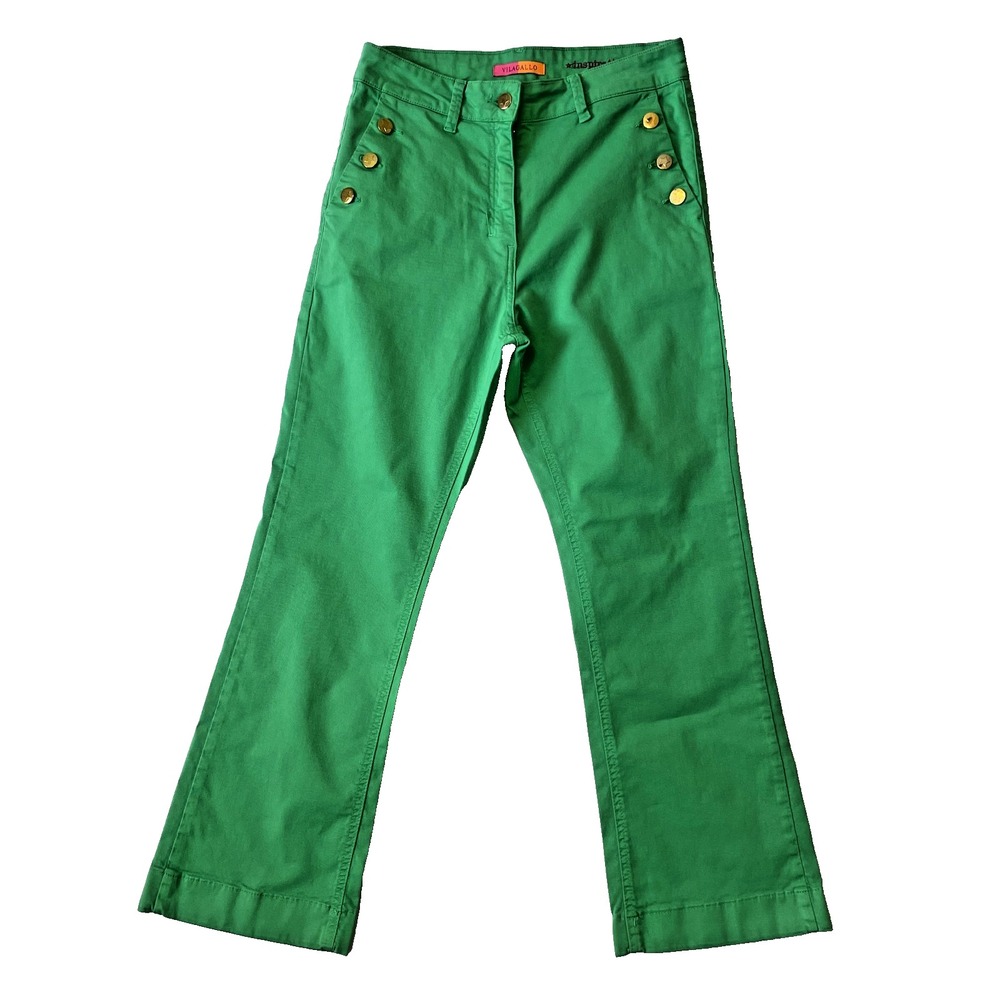 Vilagallo Made in Spain WMS Green Front‎ Zip, Riveted Button Pockets, 28W x 26L